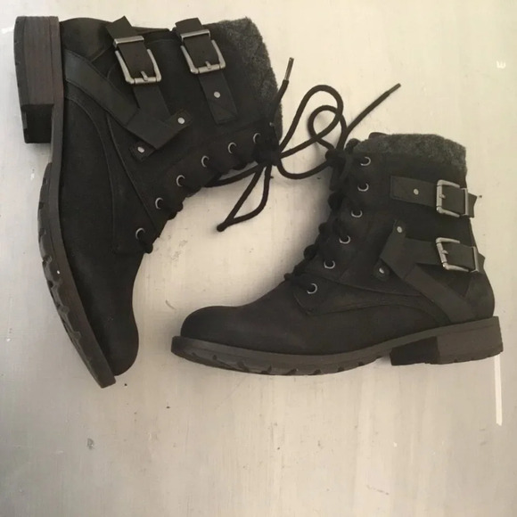 Crown Vintage Revival Biker Boots Studded Buckle Grunge Combat Bootie Sz 8 M - Picture 3 of 11
